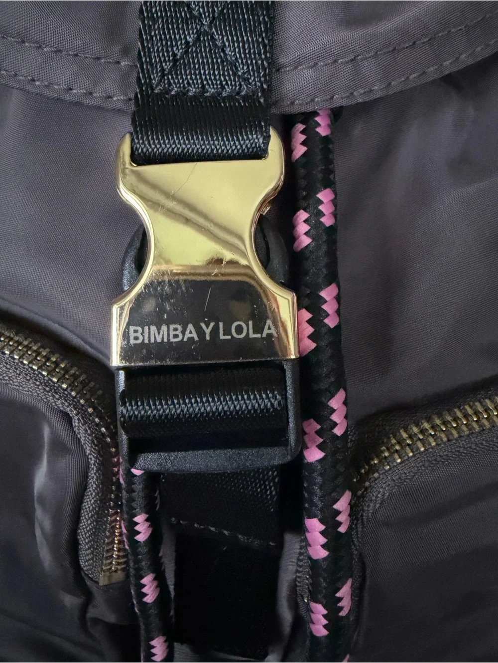 Bimba Y Lola Nylon Drawstring Backpack with Pink Accent